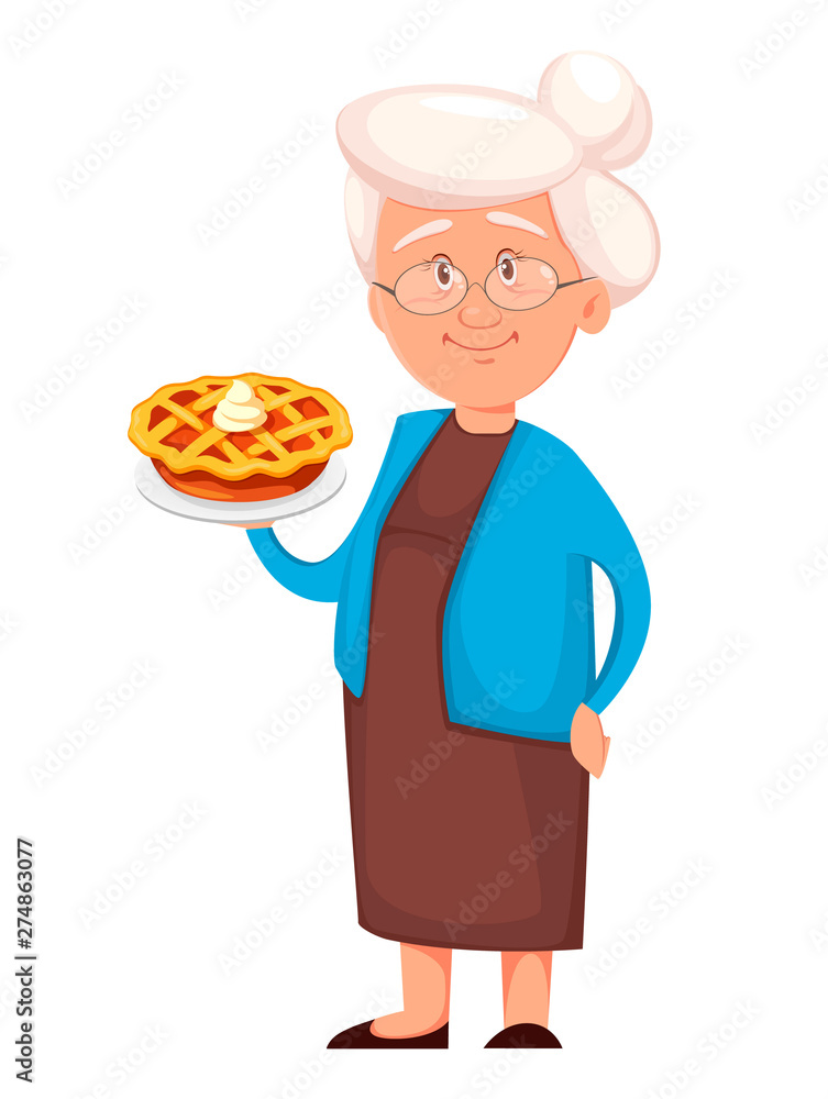 Grandmother holding delicious pie Grandmother holding delicious pie