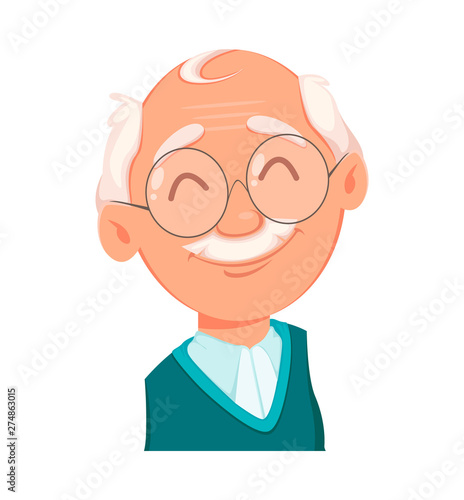 Face expression of grandfather, cheerful