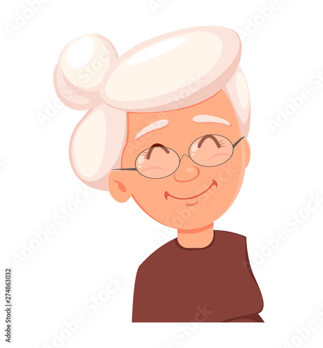 Face expression of grandmother, cheerful