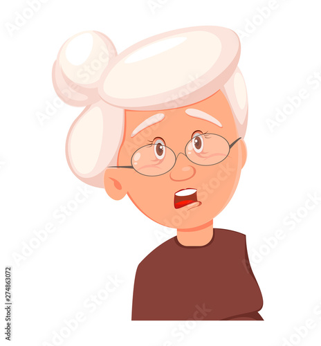Face expression of grandmother, scared