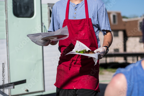 Tacos being served