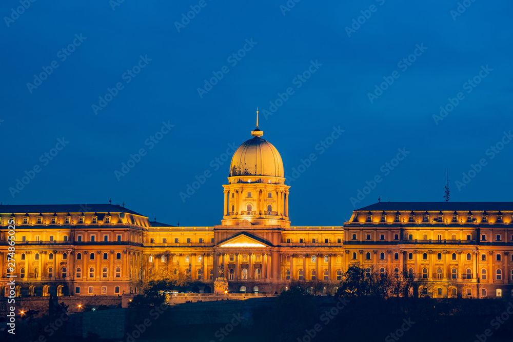 Night view of the famous Buda Castle
