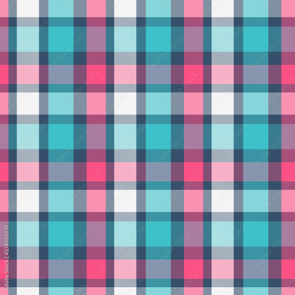 Tartan Pattern in magenta and Cyan . Texture for plaid, tablecloths, clothes, shirts, dresses, paper, bedding, blankets, quilts and other textile products. Vector illustration EPS 10 Tartan Pattern in magenta and Cyan . Texture for plaid, tablecloths, clothes, shirts, dresses, paper, bedding, blankets, quilts and other textile products. Vector illustration EPS 10