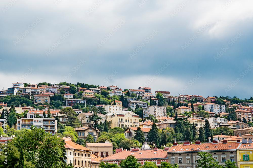view on the houses on the mountain, Rijeka,  Istria, Croatia