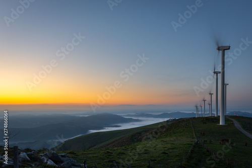 Wind turbines farm, Oiz mountain, Basque Country, Spain