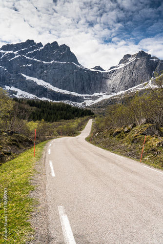 The road to Nusfjord  Lofoten Islands  Norway