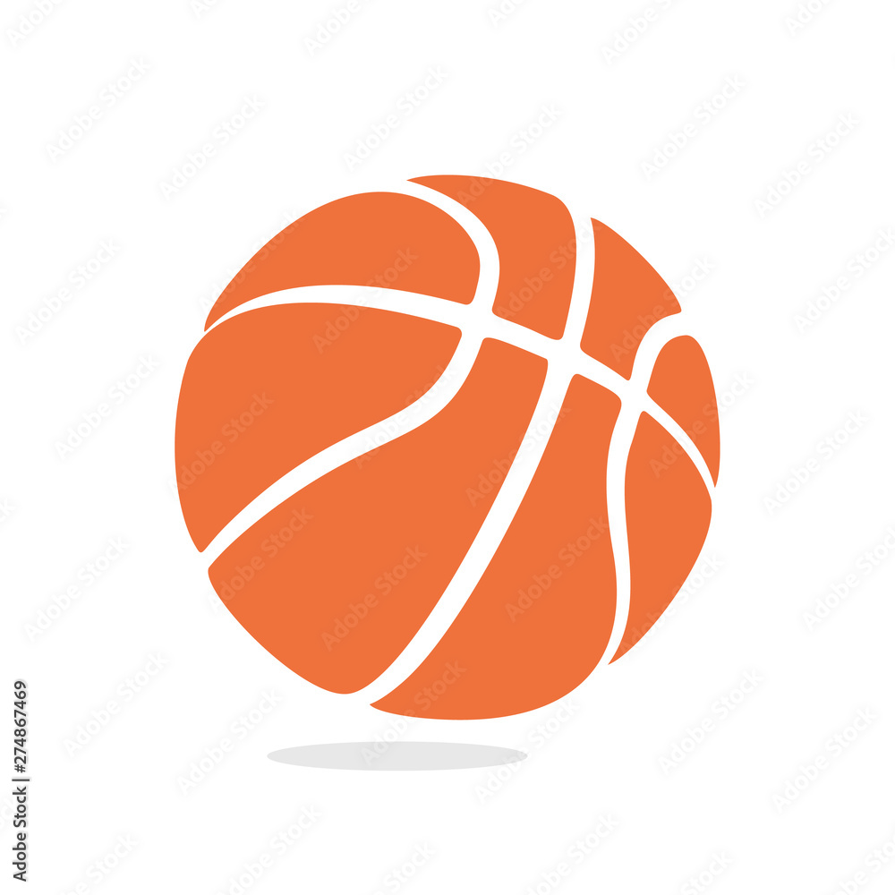 Sport icon. Basketball ball, simple flat logo template. Modern emblem for sport news or team. Isolated vector illustration.