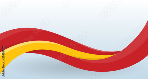 Spain National flag. Waving unusual shape. Design template for decoration of flyer and card, poster, banner and logo. Isolated vector illustration.