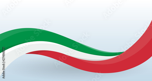 Italy Waving National flag. Modern unusual shape. Design template for decoration of flyer and card, poster, banner and logo. Isolated vector illustration.