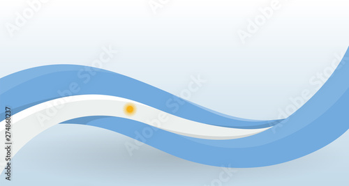 Argentina National flag. Waving unusual shape. Design template for decoration of flyer and card, poster, banner and logo. Isolated vector illustration.