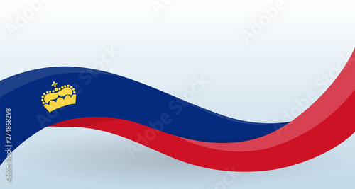 Liechtenstein Waving National flag. Modern unusual shape. Design template for decoration of flyer and card  poster  banner and logo. Isolated vector illustration.