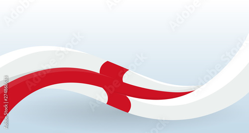 England Waving flag. English National symbol. Modern unusual shape. Design template for decoration of flyer and card, poster, banner and logo. Isolated vector illustration.