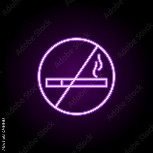 smoking ban neon icon. Elements of hotel set. Simple icon for websites, web design, mobile app, info graphics