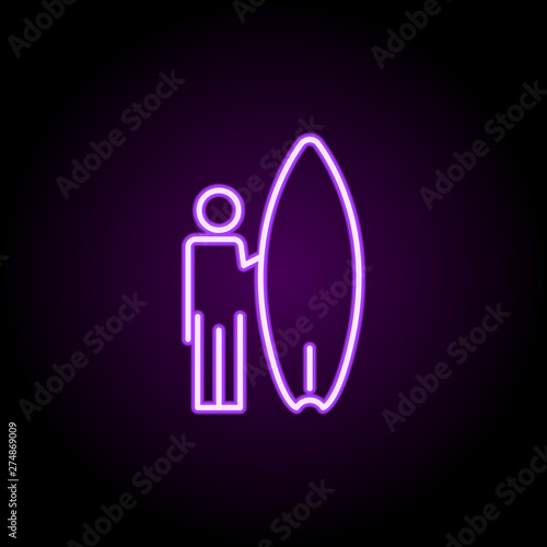 surfer neon icon. Elements of hotel set. Simple icon for websites, web design, mobile app, info graphics