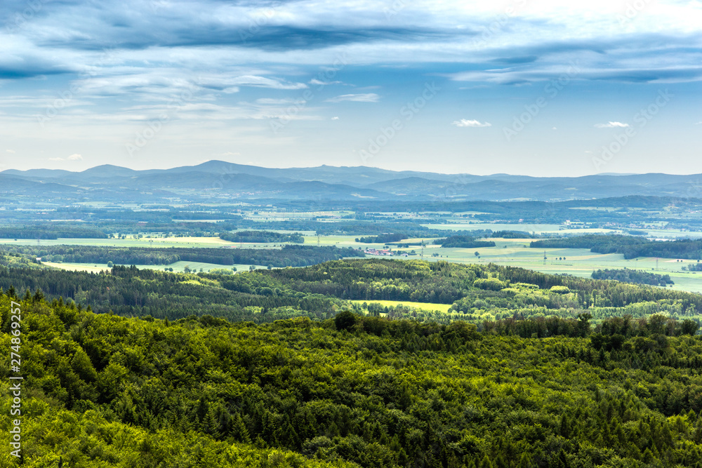 Panoramatic view of the South Bohemia and surrounding landscape, Czech Republic.