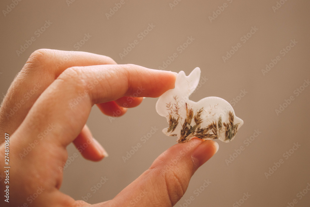 hand with white rabbir hand with white rabbir
