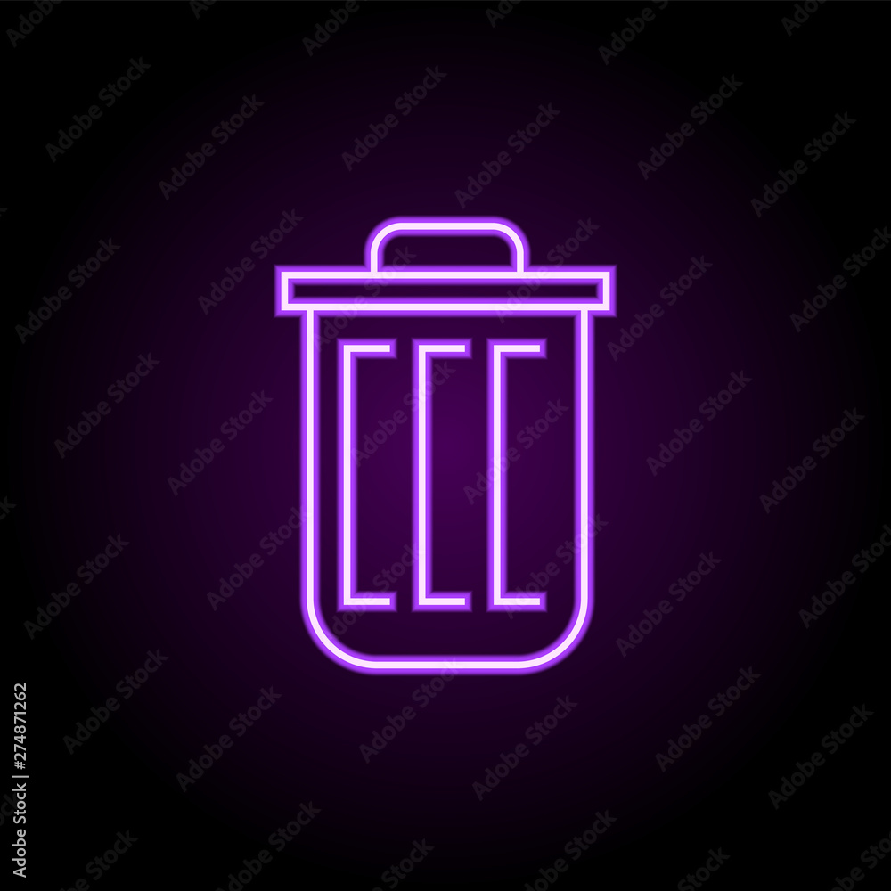 trash bin neon icon. Elements of web set. Simple icon for websites, web design, mobile app, info graphics trash bin neon icon. Elements of web set. Simple icon for websites, web design, mobile app, info graphics
