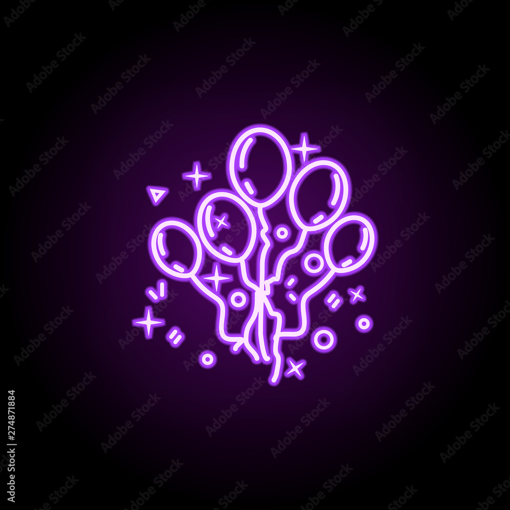 Holiday balls dusk style neon icon. Elements of birthday set. Simple icon for websites, web design, mobile app, info graphics