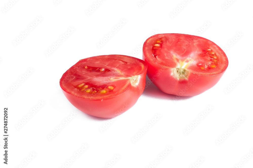 A mature red tomato isolated on a white background. vegetables.Copy space A mature red tomato isolated on a white background. vegetables.Copy space