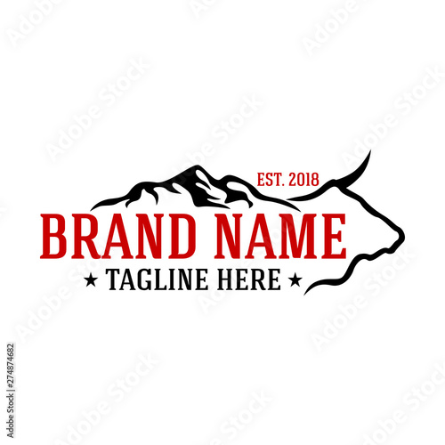 Moder cow and mountains logo