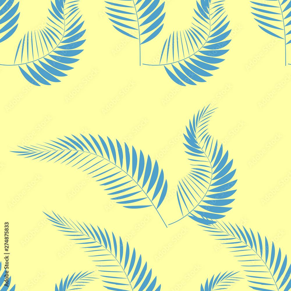 Tropical palm leaves, jungle leaves seamless floral pattern background