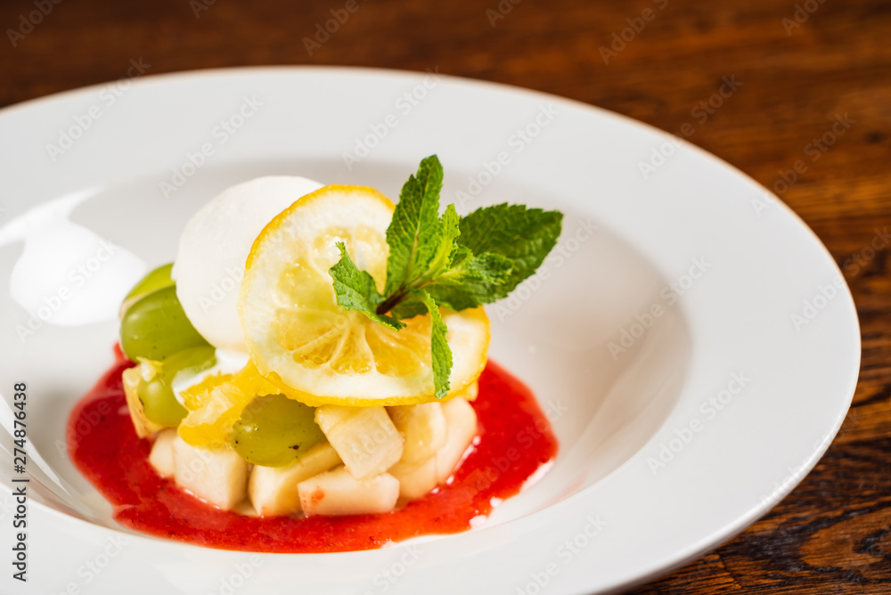 vegetarian fruit dessert with mint vegetarian fruit dessert with mint