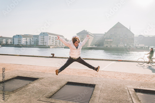 Photography adult person rejoices like child