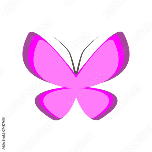 pink butterfly icon, vector illustration