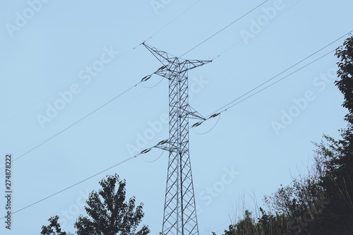  electricity tower and blue sky in the nature 