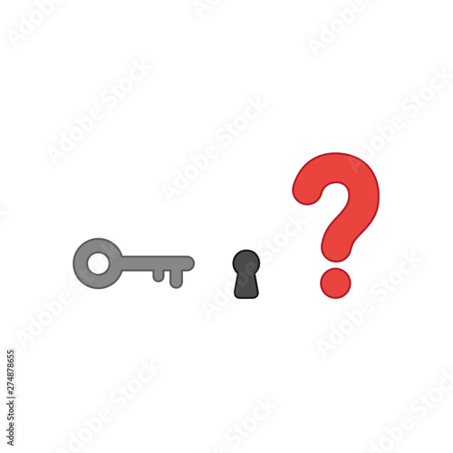 Vector icon concept of key and keyhole with question mark.