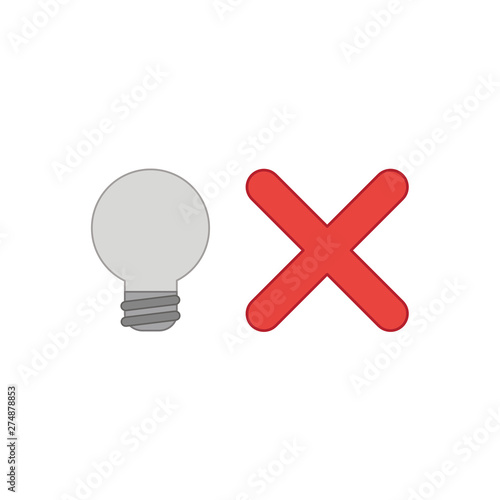 Vector icon concept of light bulb with x mark.