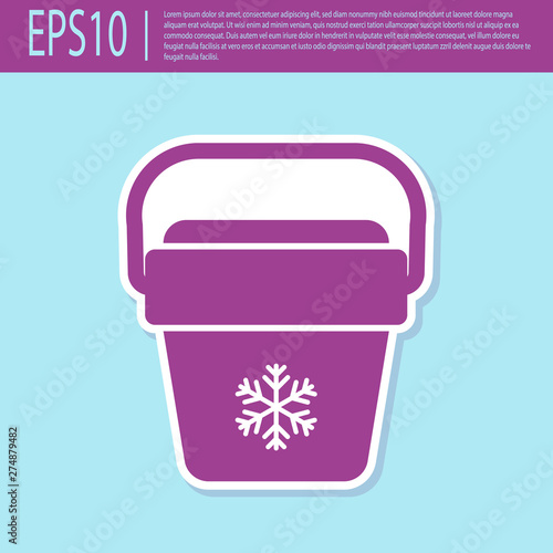 Retro purple Cooler bag icon isolated on turquoise background. Portable freezer bag. Handheld refrigerator. Vector Illustration