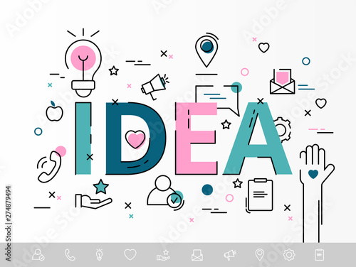 Infographic idea of creating creative products. Vector Infographics flat line template with icons for website, flyer, banner, graph, presentation, business concept options, flowchart