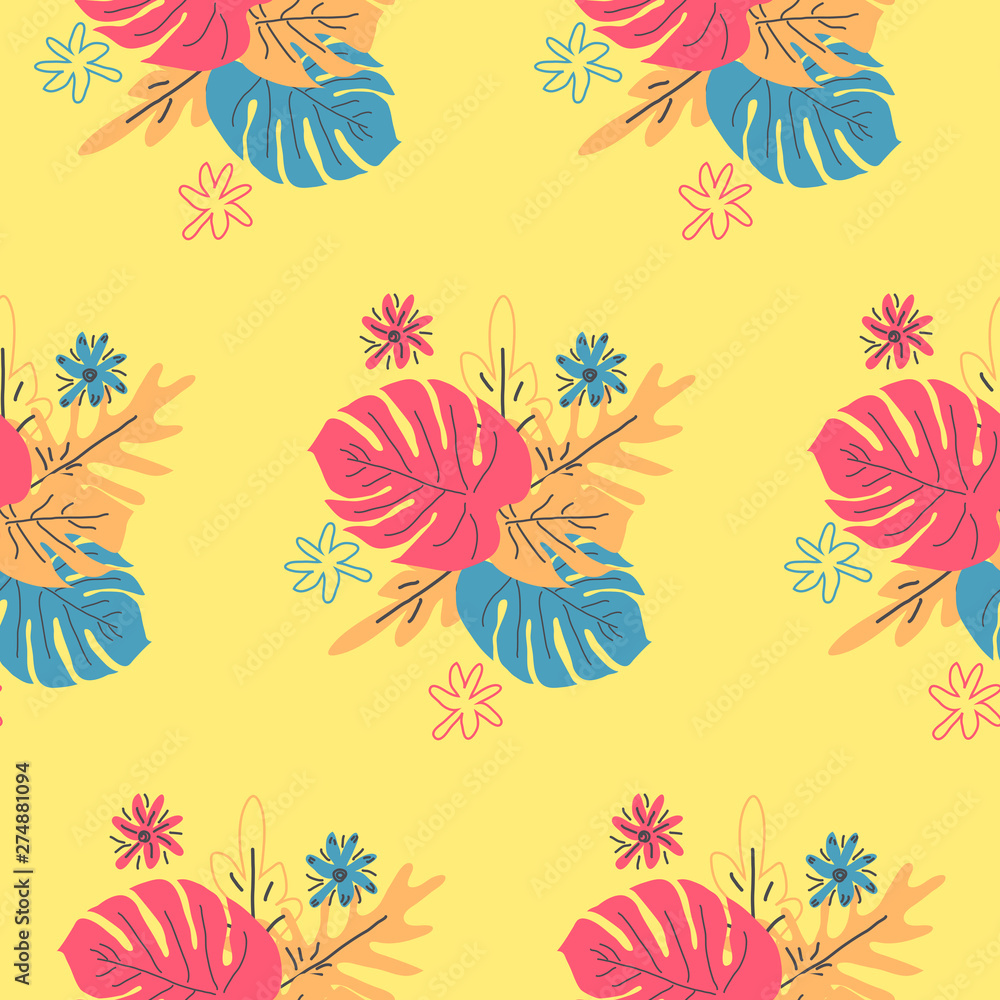 Fototapeta premium Elegant seamless pattern with flower branch. Scandinavian style