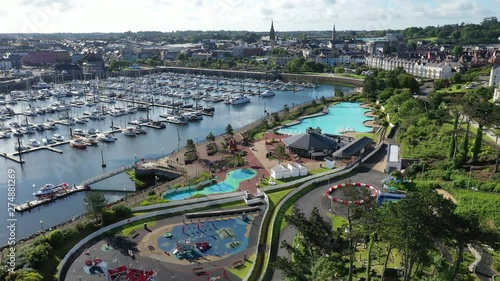 Aerial footage of Bangor County Down Northern Ireland