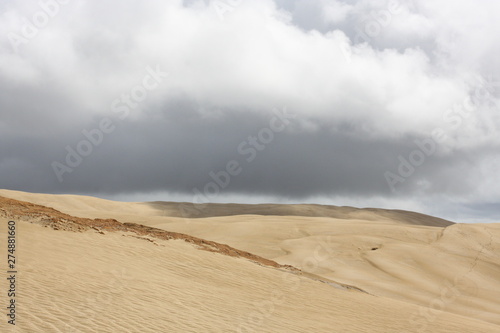Dunes and a big rainy cloud