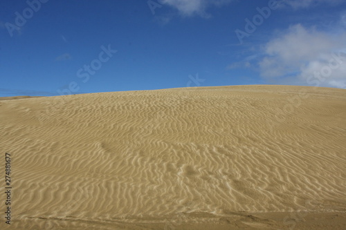 Dunes background, sand and blue sky, no people