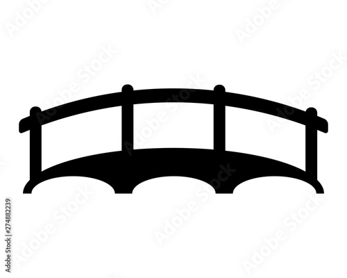 Bridge over the river, black on a white background, vector