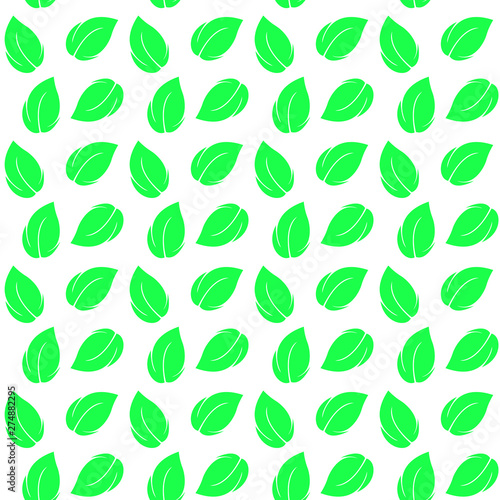 Green leaves, seamless pattern on a white background, vector