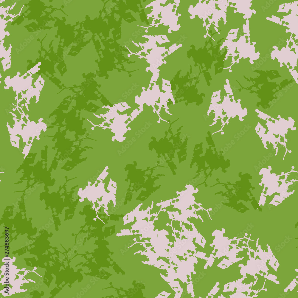 Spring camouflage of various shades of green and beige colors Spring camouflage of various shades of green and beige colors