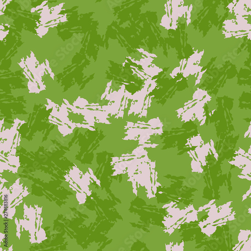 Spring camouflage of various shades of green and beige colors