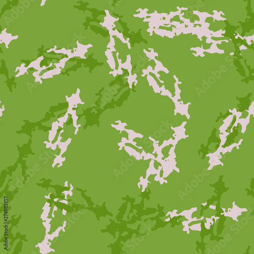 Spring camouflage of various shades of green and beige colors