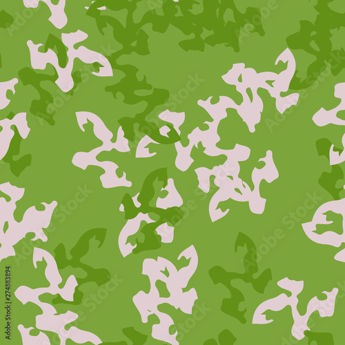 Spring camouflage of various shades of green and beige colors