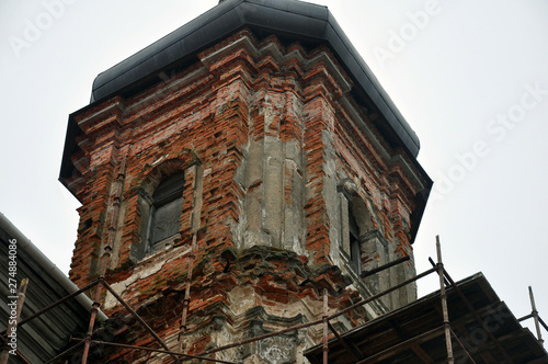 Construction of the church, scaffolding, reconstruction of the temple. photo