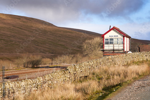 The isolated train station of Blea Moor in the Yorkshire Dales, England.