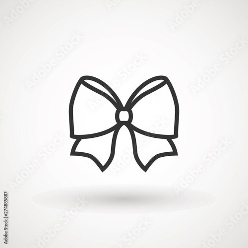 Ribbon Bow Vector Icon. Black gift bow silhouette. Template design for surprise, celebration event, presents, birthday, Christmas