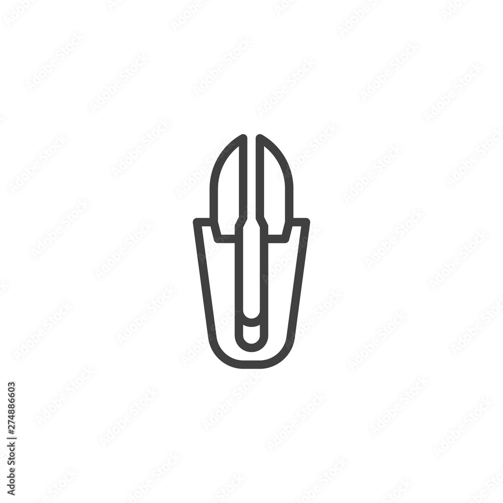 Clothing button scissors line icon. linear style sign for mobile concept and web design. Sewing scissors outline vector icon. Symbol, logo illustration. Vector graphics Clothing button scissors line icon. linear style sign for mobile concept and web design. Sewing scissors outline vector icon. Symbol, logo illustration. Vector graphics