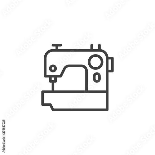 Sewing machine line icon. linear style sign for mobile concept and web design. Electric sewing machine outline vector icon. Tailoring symbol, logo illustration. Vector graphics