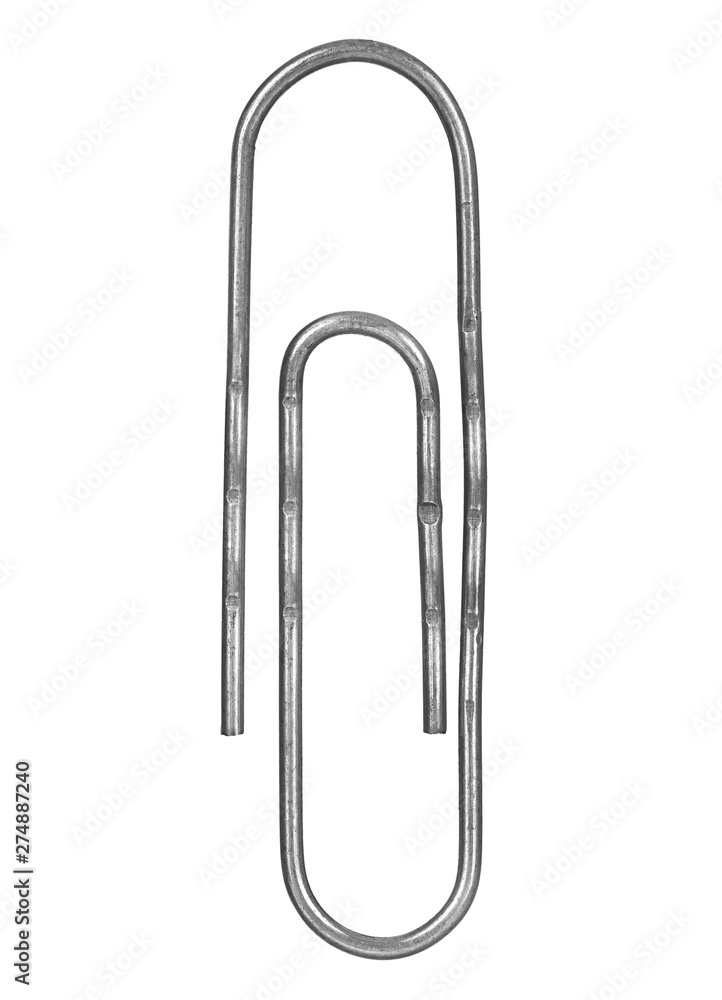 a large paper clip closeup on isolated white background a large paper clip closeup on isolated white background