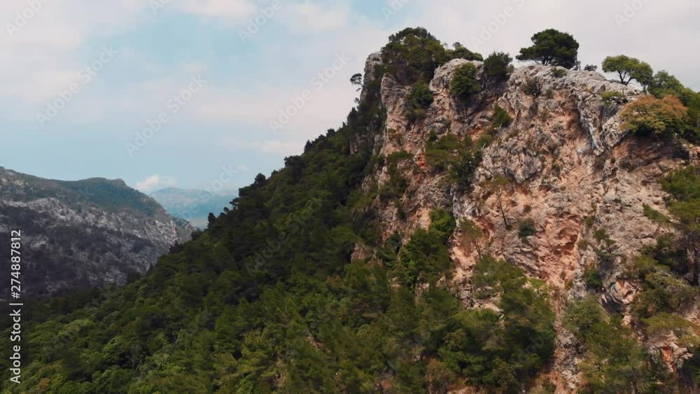 Beautiful Aerial Pan to the Right, Drone Shot of a Mountain in Spain, Rough Terrain. Beautiful Aerial Pan to the Right, Drone Shot of a Mountain in Spain, Rough Terrain.